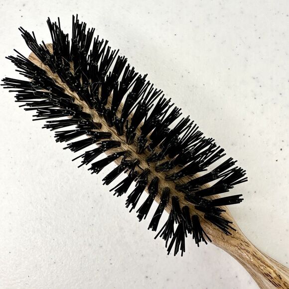 VTG Goody Faux Wood Grain Pattern Hair BRUSH Nylon Bristles Thumb Grip Handle - Picture 3 of 9